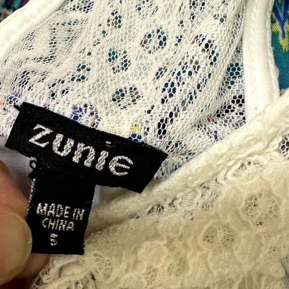 Zunie Girls Lace Trim Floral Tunic Swing Top Blouse 5 - Picture 8 of 10